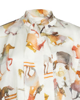 Boxy fit shirt with scarf in pure silk with an exclusive beige print - Beige | Giemme BrandsCorporate