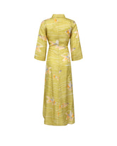 Regular-fit dress with a waist belt in pure silk featuring an exclusive green print - Green | Giemme BrandsCorporate