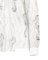 Boxy fit shirt with pure white silk contrasts and exclusive black print - White | Giemme BrandsCorporate