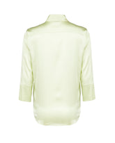 Camicia boxy fit con nodo sul davanti in seta elasticizzata tinto capo verde - Verde | Giemme BrandsCorporate