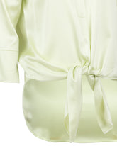 Camicia boxy fit con nodo sul davanti in seta elasticizzata tinto capo verde - Verde | Giemme BrandsCorporate