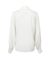 Camicia boxy fit con collo lungo e scollo aperto in seta elasticizzata bianca - Bianco | Giemme BrandsCorporate