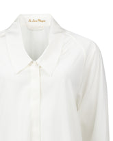 Camicia boxy fit con collo lungo e scollo aperto in seta elasticizzata bianca - Bianco | Giemme BrandsCorporate