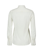 Slim fit shirt with ruffles in white stretch silk - White | Giemme BrandsCorporate