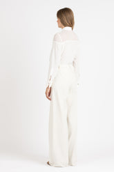 Camicia sartoriale in seta elasticizzata bianca con accessori in metallo - Bianco | Giemme BrandsCorporate