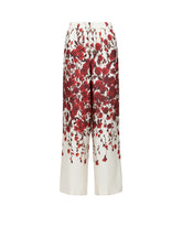 Regular fit pants in pure silk with an exclusive red floral print - Red | Giemme BrandsCorporate