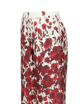 Regular fit pants in pure silk with an exclusive red floral print - Red | Giemme BrandsCorporate