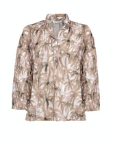 Boxy-Fit Hemd mit Stehkragen und Dreiviertelärmeln aus Baumwolle, mit exklusivem floralen Druck in Beige-Tönen - Beige | Giemme BrandsCorporate