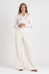 Camicia in raso di seta stretch bianca - Bianco | Giemme BrandsCorporate