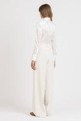 Camicia in raso di seta stretch bianca - Bianco | Giemme BrandsCorporate