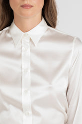 Camicia in raso di seta stretch bianca - Bianco | Giemme BrandsCorporate