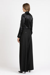 Camicia in raso di seta stretch nera - Nero | Giemme BrandsCorporate