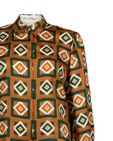 Regular fit shirt in pure silk with an exclusive green geometric print - Green | Giemme BrandsCorporate