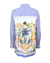 Camicia regular fit in cotone elasticizzato bianco a righe blu con foulard in seta - Azzurro | Giemme BrandsCorporate