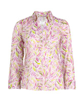 Slim-fit shirt with a V-neckline, made from high-performance Skinlike fabric featuring an exclusive print in shades of pink - Pink | Giemme BrandsCorporate
