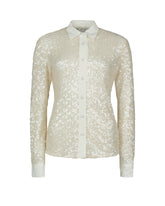 Camicia slim fit realizzata con paillettes bianche e dettagli a contrasto - Bianco | Giemme BrandsCorporate