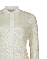 Camicia slim fit realizzata con paillettes bianche e dettagli a contrasto - Bianco | Giemme BrandsCorporate