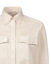 Camicia over fit con collo button down in cotone elasticizzato tinto capo beige - Beige | Giemme BrandsCorporate