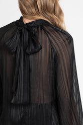 Blusa con fiocco in creponne di poly-satin nero - Nero | Giemme BrandsCorporate