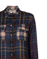 Camicia regular fit con tasche, colletto e maniche a contrasto in pura seta con un'esclusivo motivo blu a quadri - Blu | Giemme BrandsCorporate