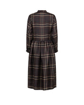 Abito midi regular fit con collo coreana in pura seta con esclusiva stampa a quadri marroni - Marrone | Giemme BrandsCorporate