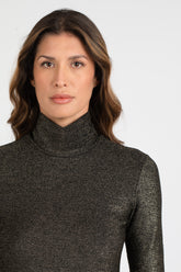 Abito midi a collo alto in jersey stretch nero con glitter - Nero | Giemme BrandsCorporate