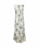 Regular-Fit-Kleid mit amerikanischem Ausschnitt aus Leinen und Viskose in Beige mit Foliage-Print - Beige | Giemme BrandsCorporate