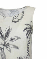 Regular-Fit-Kleid mit amerikanischem Ausschnitt aus Leinen und Viskose in Beige mit Foliage-Print - Beige | Giemme BrandsCorporate