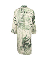 Abito midi regular fit con scollo a V in lino e viscosa con esclusiva stampa foliage sui toni del verde - Verde | Giemme BrandsCorporate