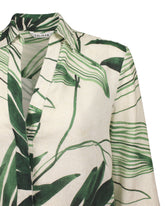 Abito midi regular fit con scollo a V in lino e viscosa con esclusiva stampa foliage sui toni del verde - Verde | Giemme BrandsCorporate