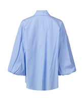 Camicia regular fit con scollo aperto e manica ampia in puro cotone azzurro a righe bianche - Azzurro | Giemme BrandsCorporate