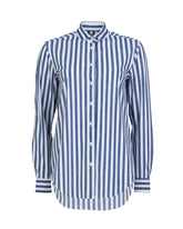 Over-fit Hemd aus High-Performance Skinlike-Stoff in weißen und blauen Streifen - Blau | Giemme BrandsCorporate