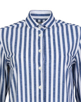 Over-fit Hemd aus High-Performance Skinlike-Stoff in weißen und blauen Streifen - Blau | Giemme BrandsCorporate