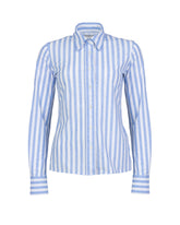 Slim-Fit-Bluse aus High-Performance-Skinlike-Stoff in Weiß mit blauen Streifen - Hellblau | Giemme BrandsCorporate