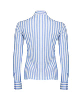 Slim-Fit-Bluse aus High-Performance-Skinlike-Stoff in Weiß mit blauen Streifen - Hellblau | Giemme BrandsCorporate