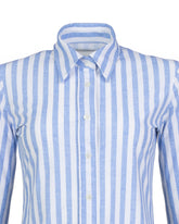 Slim-Fit-Bluse aus High-Performance-Skinlike-Stoff in Weiß mit blauen Streifen - Hellblau | Giemme BrandsCorporate