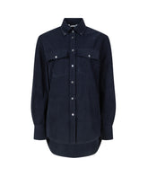 Camicia over fit con colletto button down in puro cotone blu - Caliban donna | Giemme BrandsCorporate