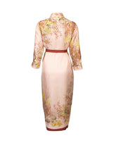 Chemisier-Regular-Fit-Kleid mit Gürtel aus reiner Seide mit exklusivem Blumenprint in Bordeauxtönen - Bordeaux | Giemme BrandsCorporate