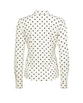 Camicia slim fit con scollo a polo in in tessuto high performance Skinlike con esclusiva fantasia panna con pois neri - Nero | Giemme BrandsCorporate