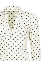 Camicia slim fit con scollo a polo in in tessuto high performance Skinlike con esclusiva fantasia panna con pois neri - Nero | Giemme BrandsCorporate