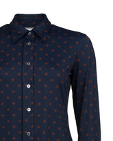 Camicia slim fit in tessuto high performance Skinlike blu con esclusiva fantasia a pois marroni - Blu | Giemme BrandsCorporate