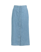 Regular-fit midi skirt in pure organic cotton denim - Light denim | Giemme BrandsCorporate