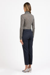 Dolcevita in jersey di lana in esclusiva stampa sui toni del blu - Blu | Giemme BrandsCorporate