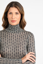 Dolcevita in jersey di lana in esclusiva stampa sui toni del blu - Blu | Giemme BrandsCorporate