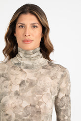 Abito midi a collo alto in jersey di lana in esclusiva stampa sui toni del beige - Beige | Giemme BrandsCorporate