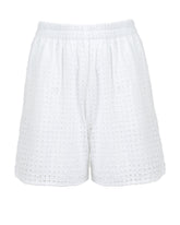 Short regular fit in puro cotone Sangallo tinto capo bianco - Bianco | Giemme BrandsCorporate