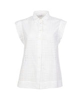 Camicia regular fit smanicata realizzata in puro cotone Sangallo tinto capo bianco - Bianco | Giemme BrandsCorporate