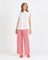 Camicia regular fit smanicata realizzata in puro cotone Sangallo tinto capo bianco - Bianco | Giemme BrandsCorporate