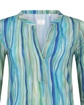 Abito lungo modello caftano in tessuto high performance Skinlike con esclusiva fantasia azzurra - Azzurro | Giemme BrandsCorporate