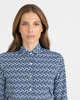 Over-Fit Hemd aus High-Performance Skinlike Stoff mit exklusivem Muster in Blautönen - Blau | Giemme BrandsCorporate